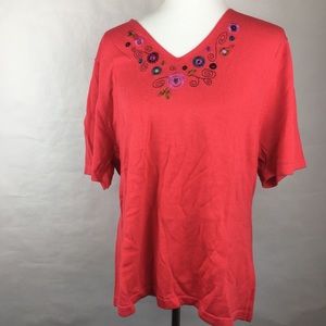 Maggie Sweet Vintage Floral Embroidered 1X Top